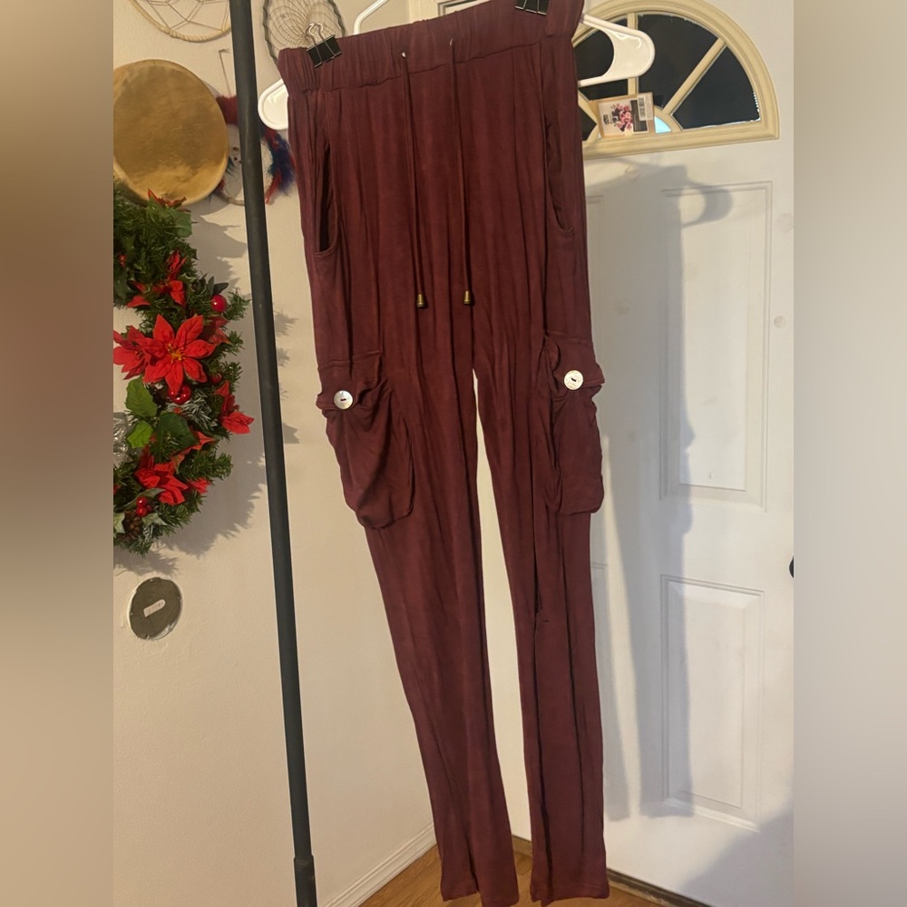 Pol cargo pants with abalone button detail size small